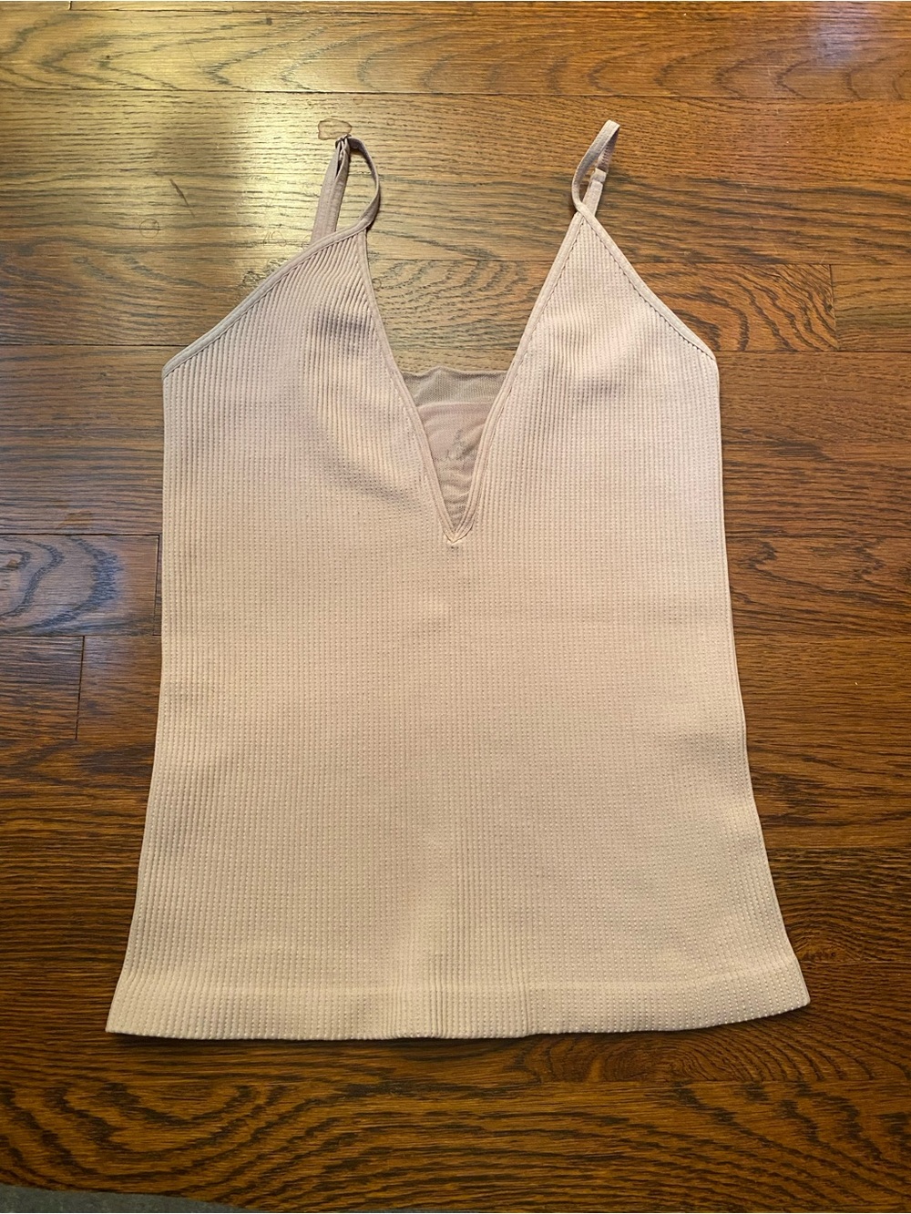 Free People Intimately Cami M/L Blush V-Neck Mesh Tank Ribbed Camisole Cami Pink